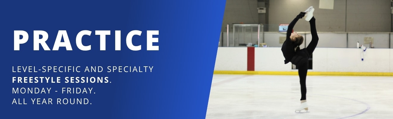 Figure skater practicing freestyle on ice rink
